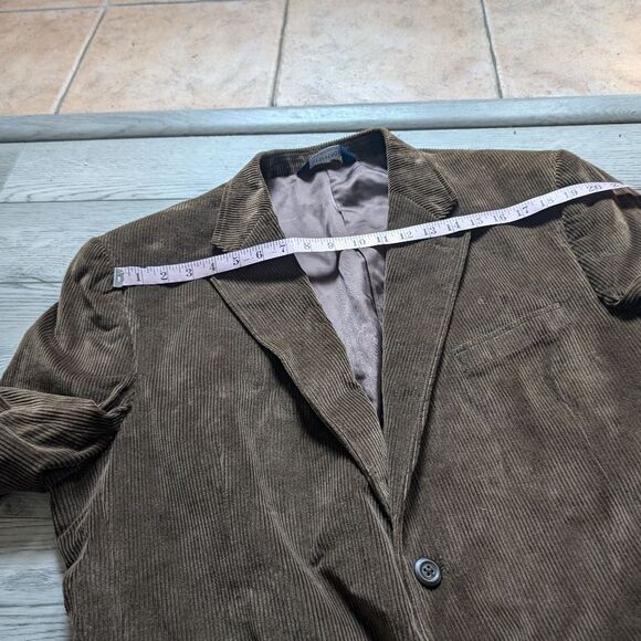 Stafford Brown Corduroy Elbow Patch Blazer Size 46L - Picture 4 of 11